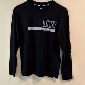 DKNY Black Long Sleeve Kids Tee with Silver Accents